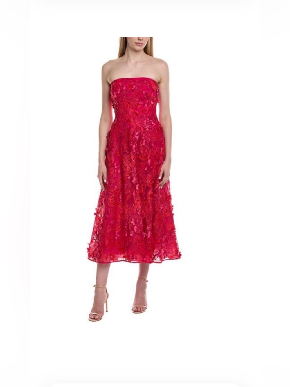 Teri Jon By Rickie Freeman  Applique Sleeveless Midi Dress  Size 2 ❤️‍🔥❤️‍🔥